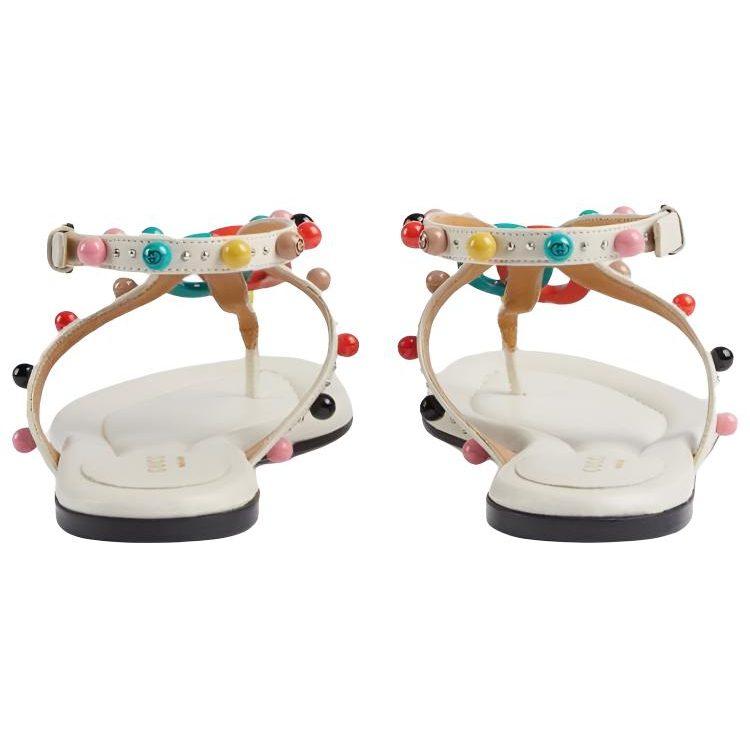 GUCCI Leather One Strap Sandals Women's Ecru 746031 BKO00 9049