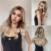 Alan Eaton Blonde Brown Ombre Synthetic Lace Front Wigs Long Curly 13x1 Lace Wig Women Natural Daily Fluffy Heat Resistant Fiber