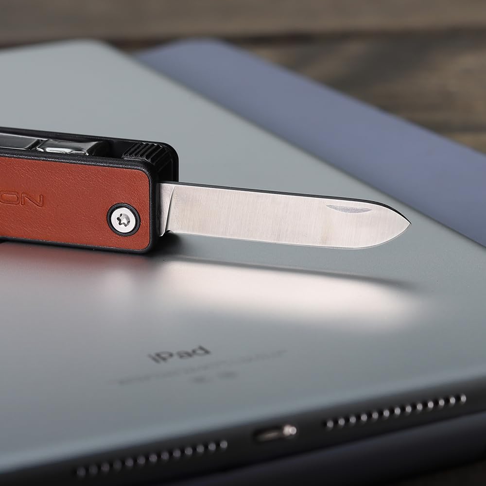 ROXON M4 Herramienta cortauñas portátil con navaja de bolsillo de cuero con producto de cuidado personal de seguridad con funciones como uña botella haciendo un práctico