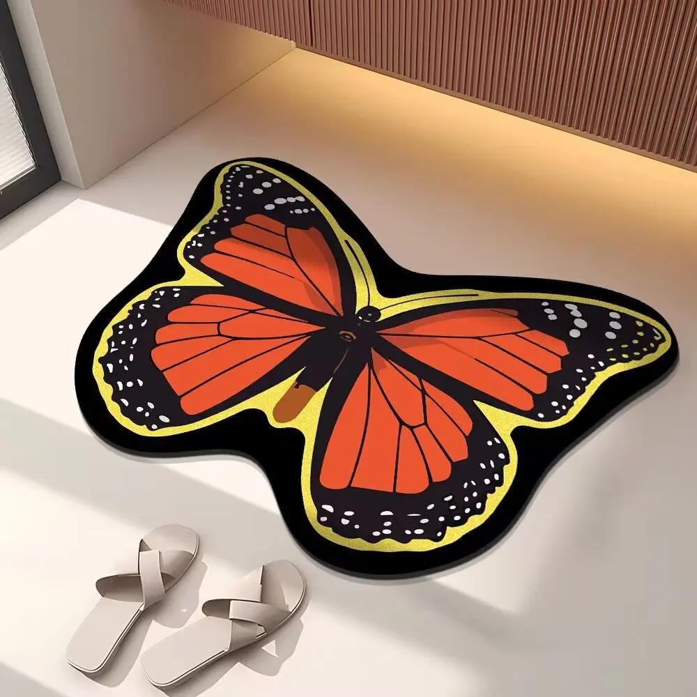 Butterfly Bathroom Absorbent Floor Mat, Diatom Mud, Toilet, Toilet Door Sink, Non-slip Foot Pad, Door Mat