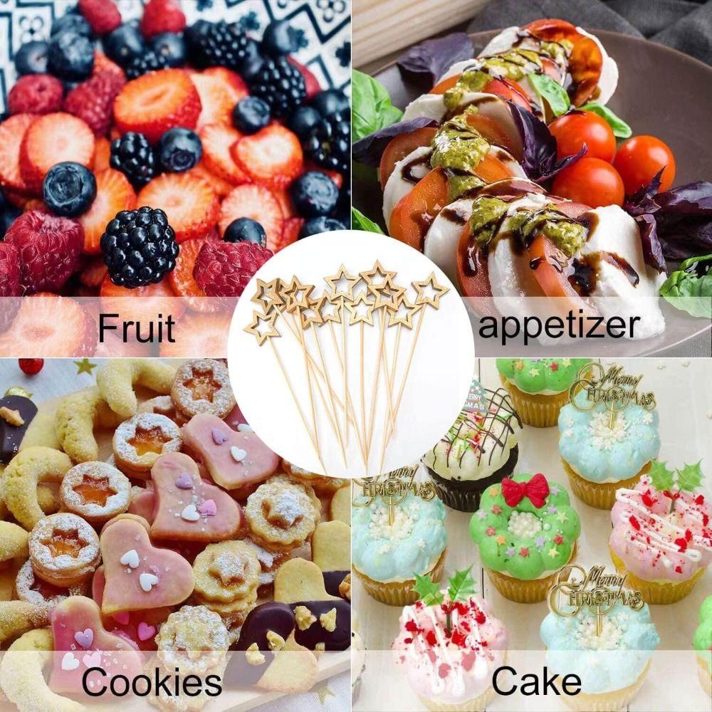 50 Pcs 5.5 Inch Five Pointed Star Bamboo Skewers Selected Bamboo Skewers for Cocktails Food
