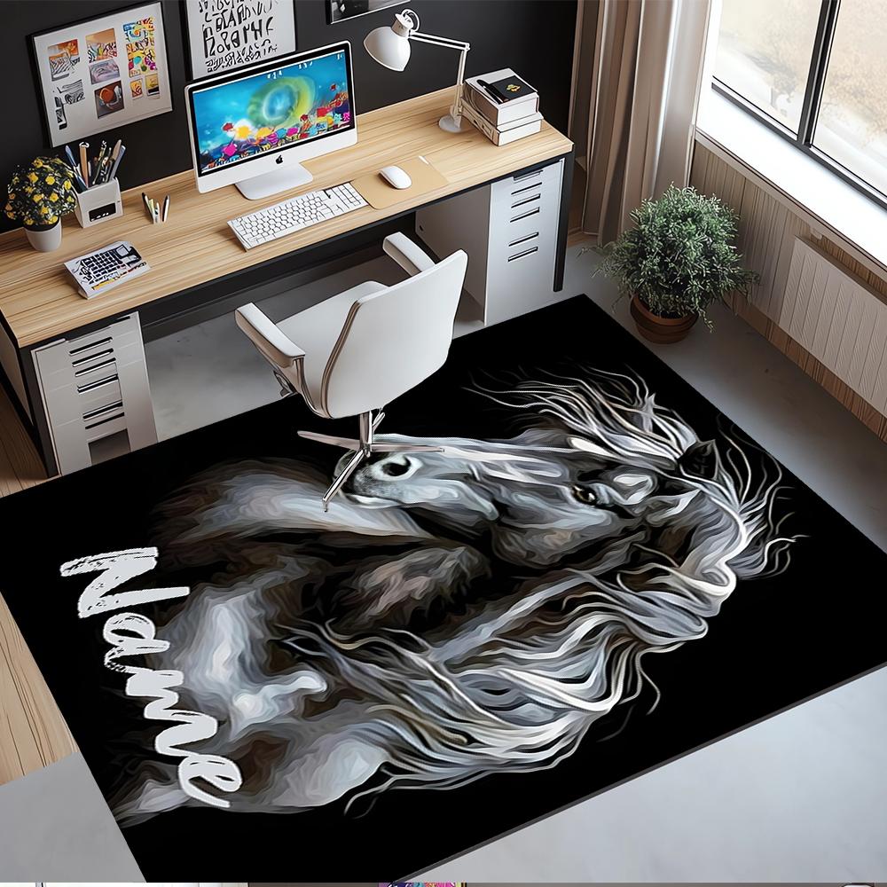 Custom Name Horse Printed Carpet,Rug for Office Chair Living Room Bedroom Kitchen Room Decor Gifts.