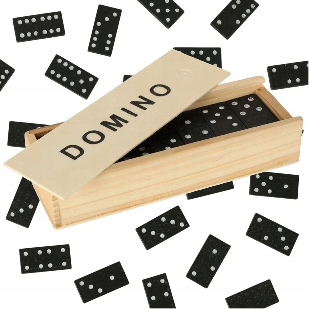 Gra Domino Rodzinna Klasyczna Zestaw 28 Elementów W Drewnianym Pudełku