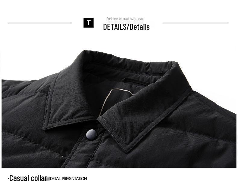 Men's Premium Lightweight Goose Down Jacket: Winter Casual Lapel Style, Middle-Aged Dad, 90% Down Warmth.