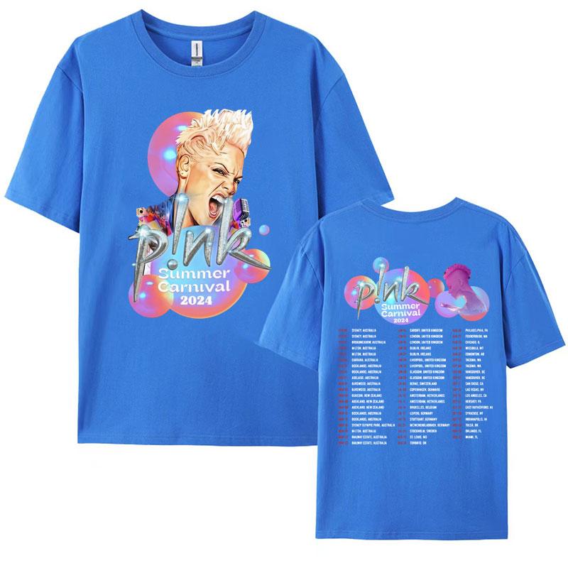 Cantante P NK Rosa Tour Carnevale Estivo 2024 Maglietta Concerto Abbigliamento Donna Moda Retro Punk Hip Hop T-shirt Uomo Streetwear