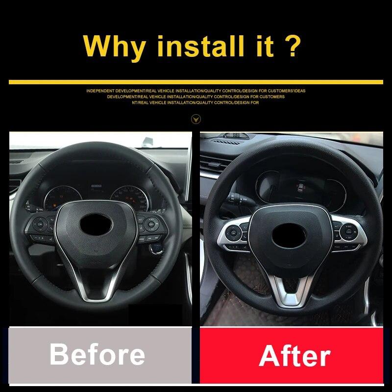 ABS Car Steering Wheel Button Panel Sequins Cover Frame Trims For Toyota Rav4 RAV 4 XA50    2022 Accessories