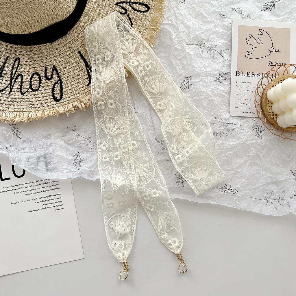 French ribbon lace belt women's skirt lace-up decorative dress shirt pendant waist chain headband long silk scarf
