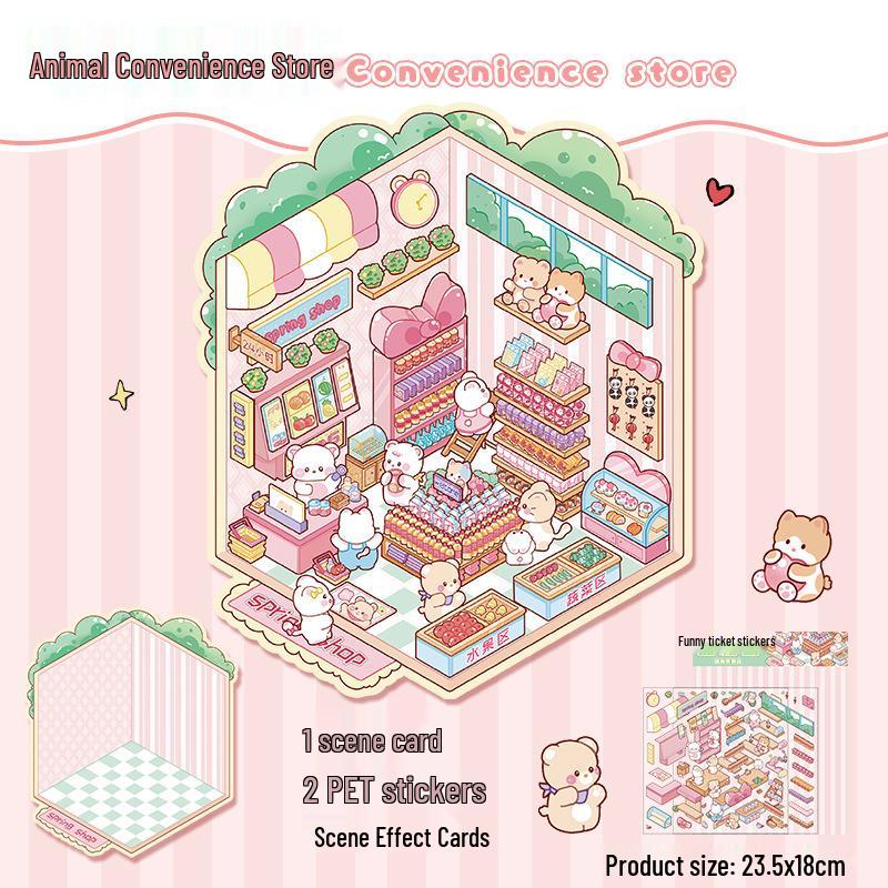 3D Miniature Scene Sticker Set - DIY Three-Dimensional House Puzzle