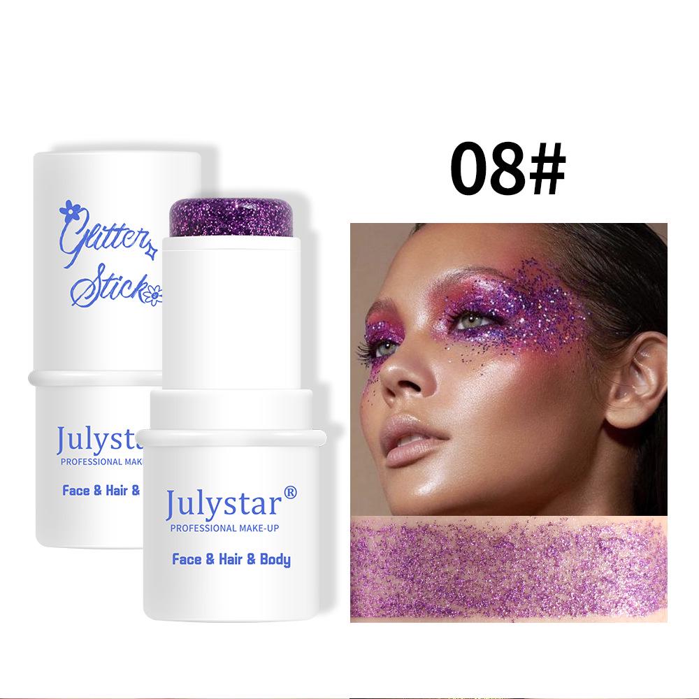

Julystar 8-Color Face & Body Glitter Eyeshadow Stick for Stage Makeup 5g