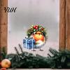 Cute Animal Pattern Stickers Christmas Bird Static Window Sticker, Watercolor Glass with Wreath And Gift Box, PVC Decals for Waterproof Clings Holiday