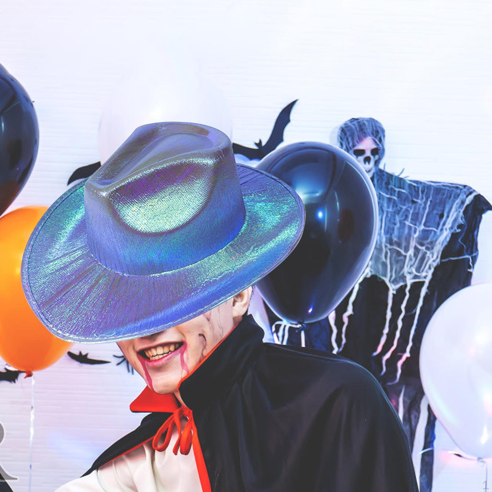 Ковбойская шляпа Ковбойская блестящая смешная шляпа Широкополая Формованная Космическая флуоресцентная фиолетовый