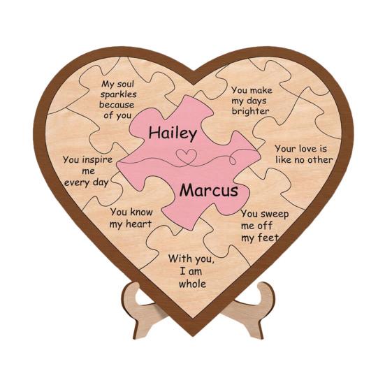 Powody, dla których Cię kocham Spersonalizowane Puzzle w kształcie serca Indywidualne prezenty walentynkowe Drewniana tabliczka w kształcie serca z romantycznymi wiadomościami dla niej lub dla niego