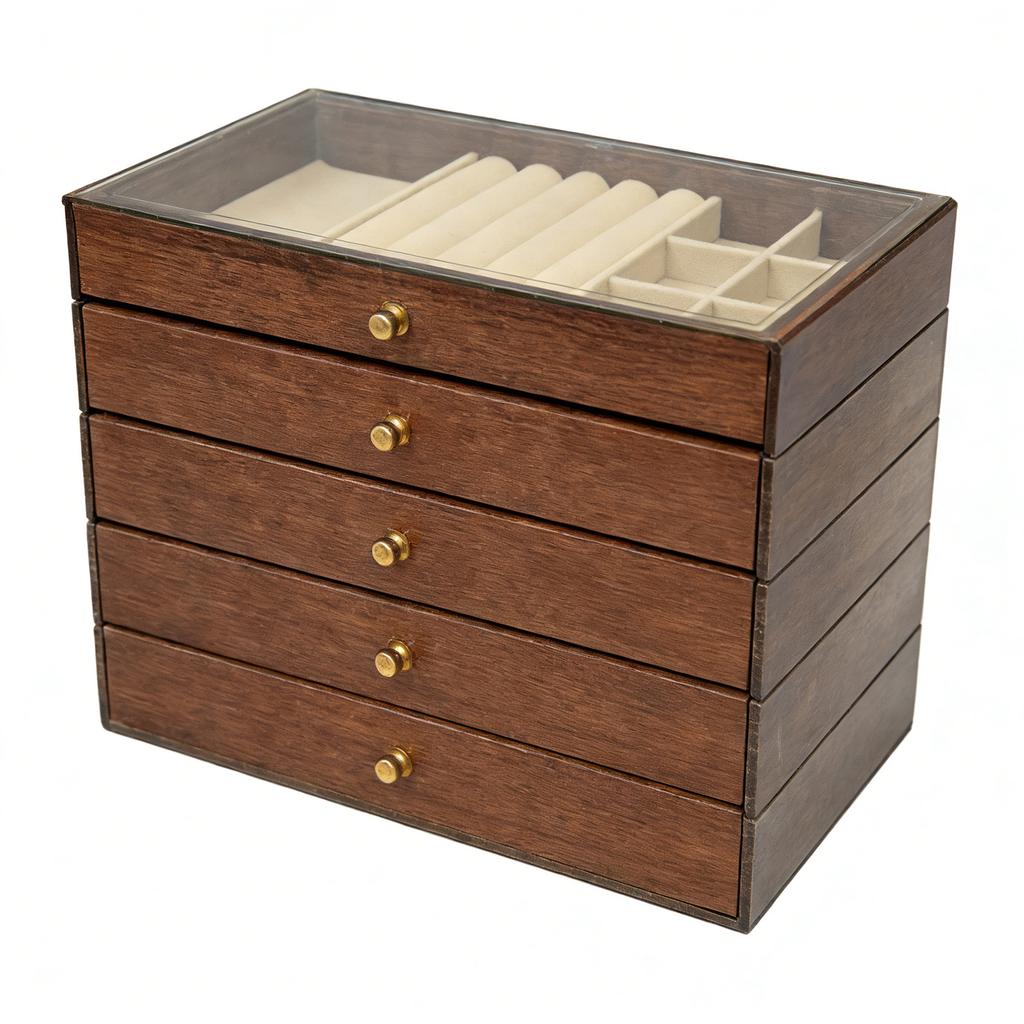 Jewelry Storage Box Minimalist Wood Lining Large Capacity Jewelry Box for Rings Necklaces Earrings