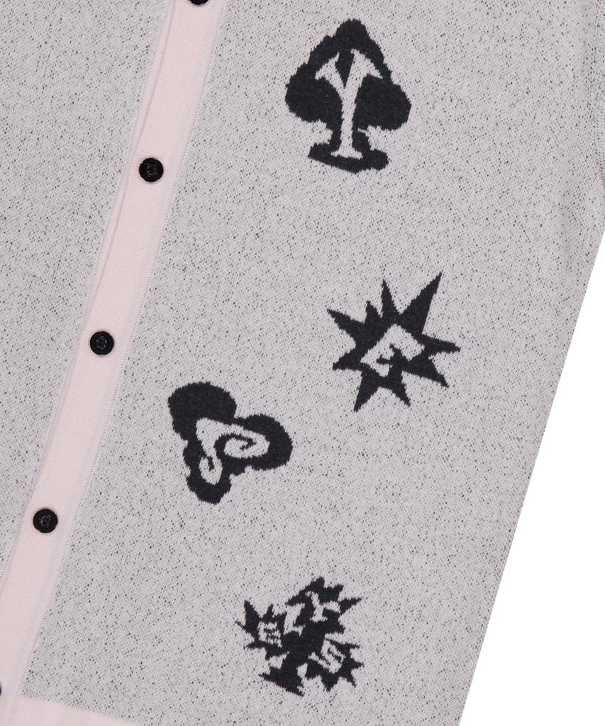 YESEYESEE Poker Icons Knit Half Shirts Light Pink