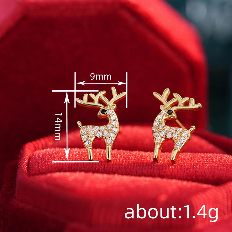 Simple And Cute Deer Stud Earrings, Elk Christmas Ornaments, Christmas Style Korean Version Of Temu New Earrings