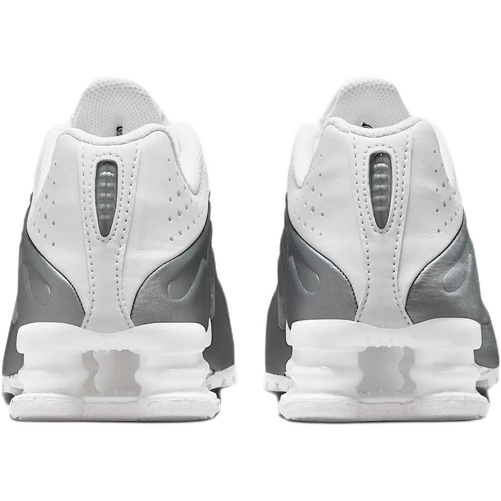 Nike Shox R4 GS White Metallic Silver 2025 Kids Sneakers Bright-Crimson CW2626-101