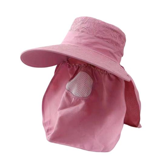 Солнцезащитная шляпа Высокоплотная солнцезащитная ткань Защита UPF50+ Широкие поля Рыбацкая шляпа Дизайн с защитой лица и шеи Летняя шляпа для улицы L