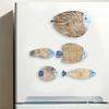 5Pcs/Set Vintage Wooden Fish Wall Decoration Nautical Coastal Ocean Theme Hanging Ornament School of Fish Beach Lake House Bathroom Wall Art
