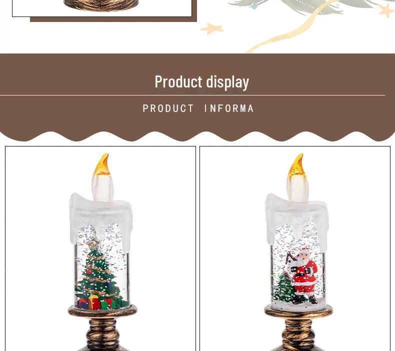 Christmas Snowman and Santa Crystal Ball Candle Night Light with Base