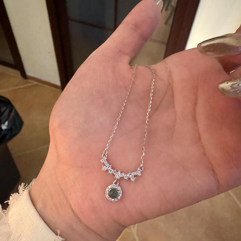 Titanium Steel Pendant Necklace Sparkling All-Over Sweet Versatile Spring Summer White Moonlight Fresh and Elegant Clavicle