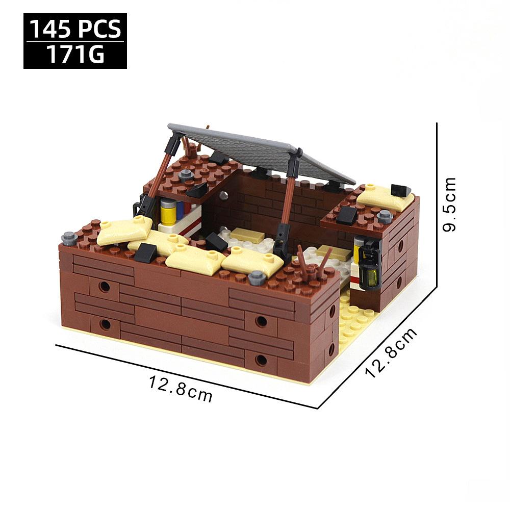 Small Particle Assembled Building Block Trench Fortress Bunker Military Battlefield Scene Ornament Decorative Toy