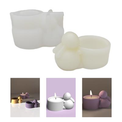 Cartoon Rabbit Epoxy Resin Mold Handmade Candle Holder Silicone Mold DIY Plaster Crafts Table Ornament Tool Nonstick