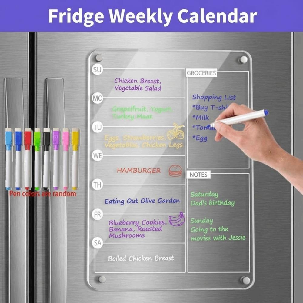 Reusable Magnetic Acrylic Weekly Planner Transparent Planning Note Board  School