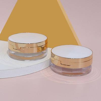 Tragbare Puderdose, handgehaltener leerer Topf für losen Puder mit Sieb, Kosmetik-Reise-Make-up-Glas, Sichterbehälter mit Puderquaste