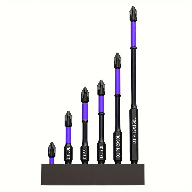 

Набор из 6 нескользящих электрических отверток с битами 25, 50, 65, 70, 90, 150 мм, ударопрочные магнитные головки, деревообрабатывающие инструменты Common