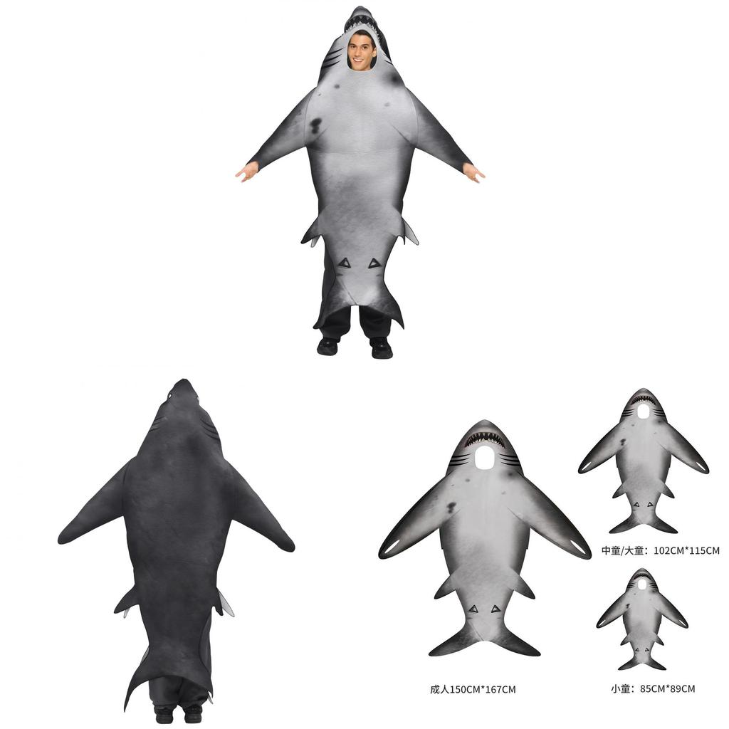 Shark Cosplay Costume For Adults And Kids Halloween Party Stage Performance With Polyester Fabric