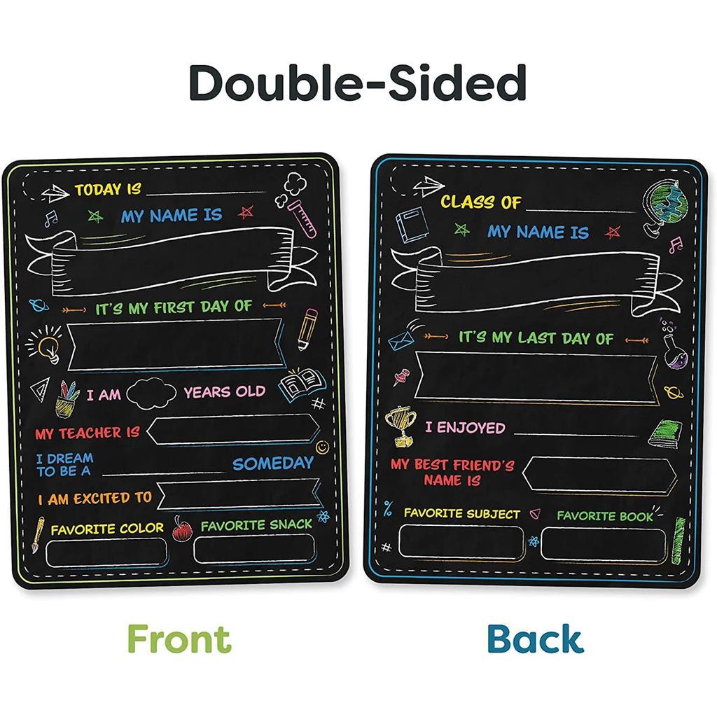 1pc-First And Last Day Of School Board, Double-Sided - My First & Last Day Of School Sign Chalkboard