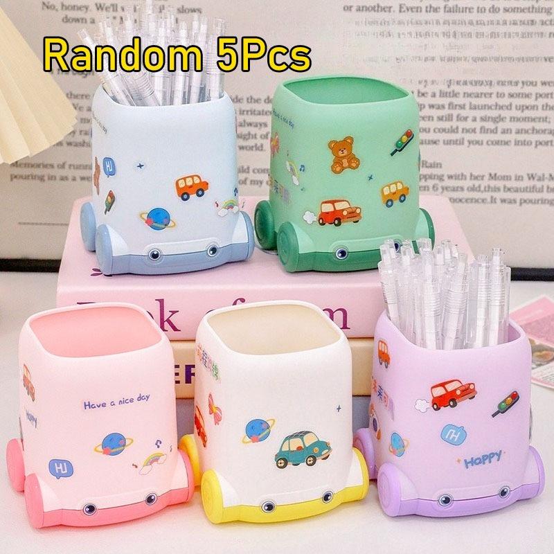 

5Pcs Car Pen Holder High Value Ins Style Desktop Storage Pen Holder DIY Stickers Large Capacity Student Stationery Random style 5Pcs
