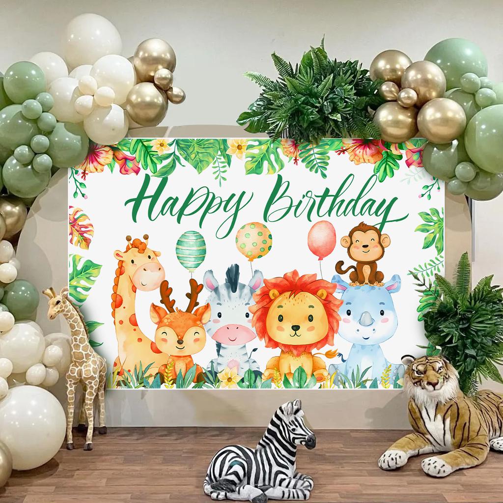 Jungle Animals Backdrop Jungle Party Decoation Wild One Safari Birthday Decorations Baby Shower Boy Gril Birthday Party Decor