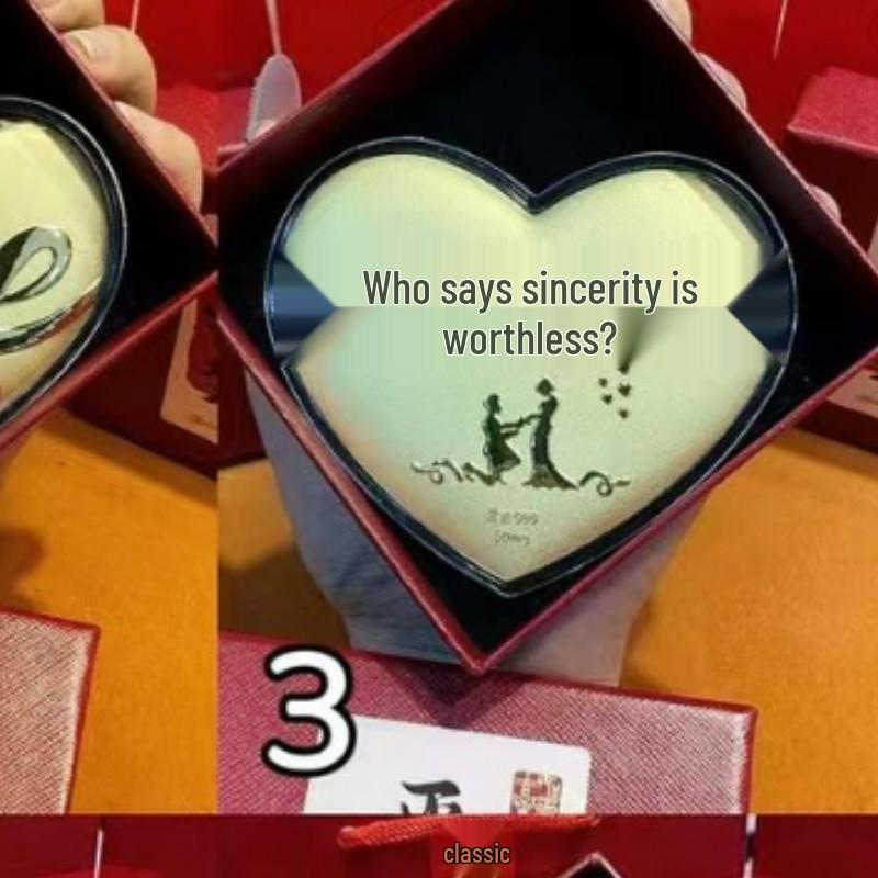 Gold 999 Pure Gold Heart-Shaped Qixi Festival Cake - Valentine's Day Gift "Love 520" for Your Princess.
