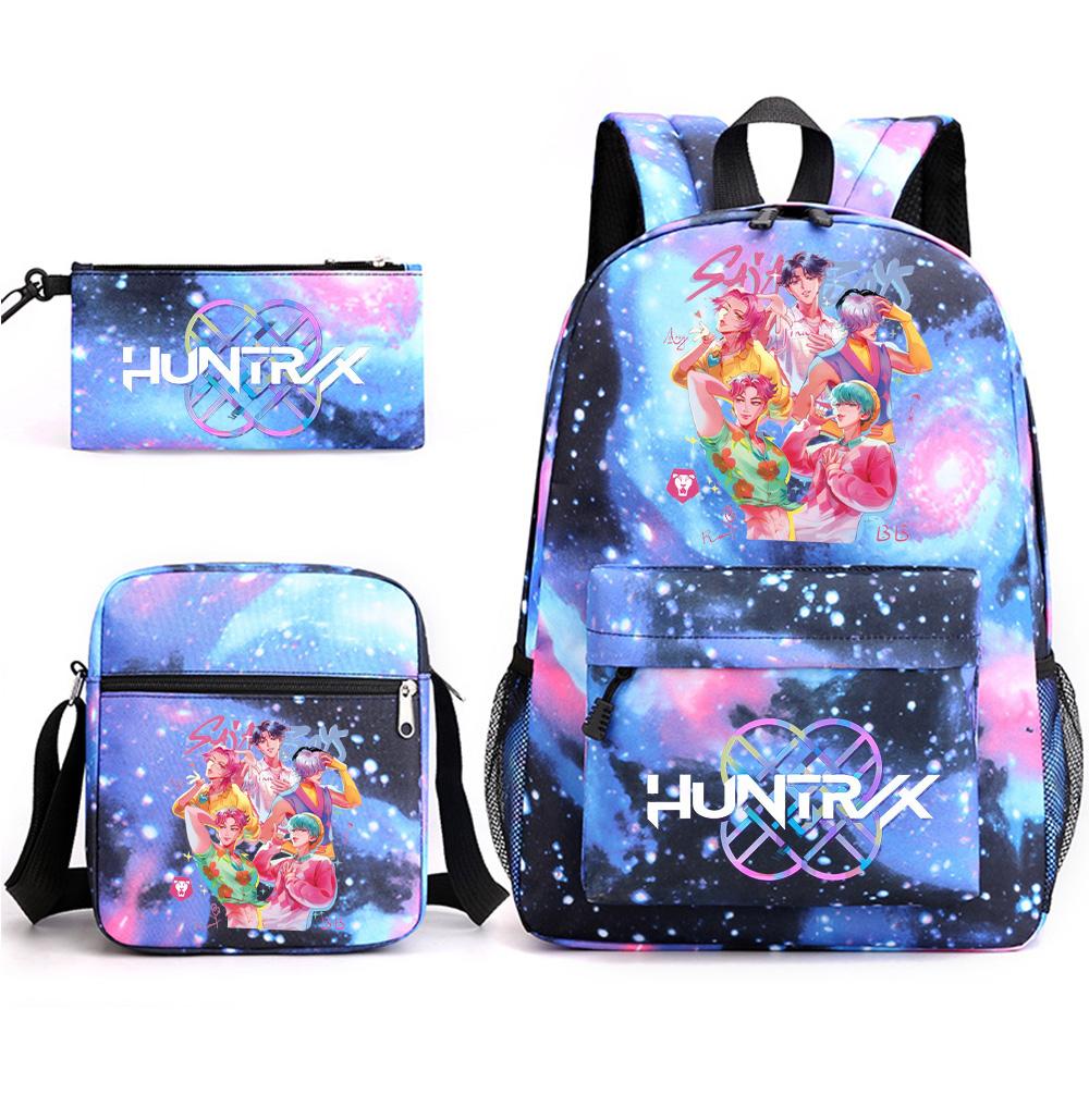 3Pcs/set Backpack with Shoulder Bag Pencil Case for Teenager Student Boy Girl School Bag Anime Printed Large Capacity Waterproof Bookbag Kid Gift