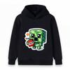 Kids Boys Girls Cute Pixel Green Creeper Print Pullover Hoodie Casual Long Sleeve Warm Hooded Sweatshirt for Game Fans