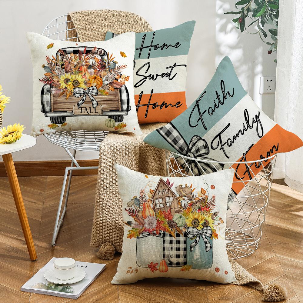 New Thanksgiving Holiday Atmosphere Office Home Rest Decoration Pillow Case Letter Print Pillow