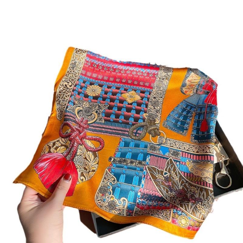 Spring new armor printed silk scarf women's high-grade plain crepe satin mulberry silk square scarf business gift