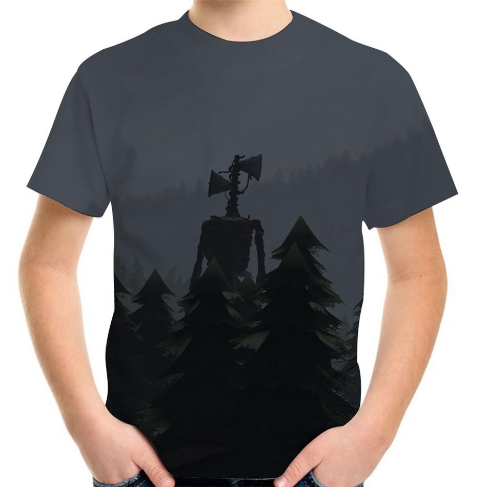 Sommer Rundhals 3D Interessante Cartoon-Muster Gedrucktes Oberteil Modisches Lässiges Kurzarm Kinder Jungen T-Shirts