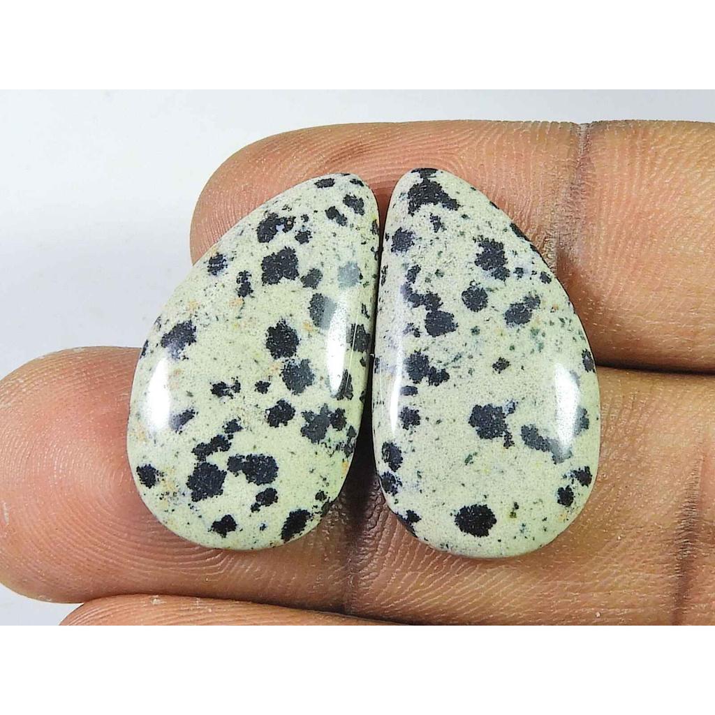 23.15Cts. Natural Dalmation Jasper (15mm X 25mm Each) Cabochon Match Pair SK-2520