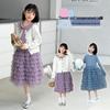 Girls' Spring and Autumn 2025 Korean-Style Knit Sweater & Skirt Set