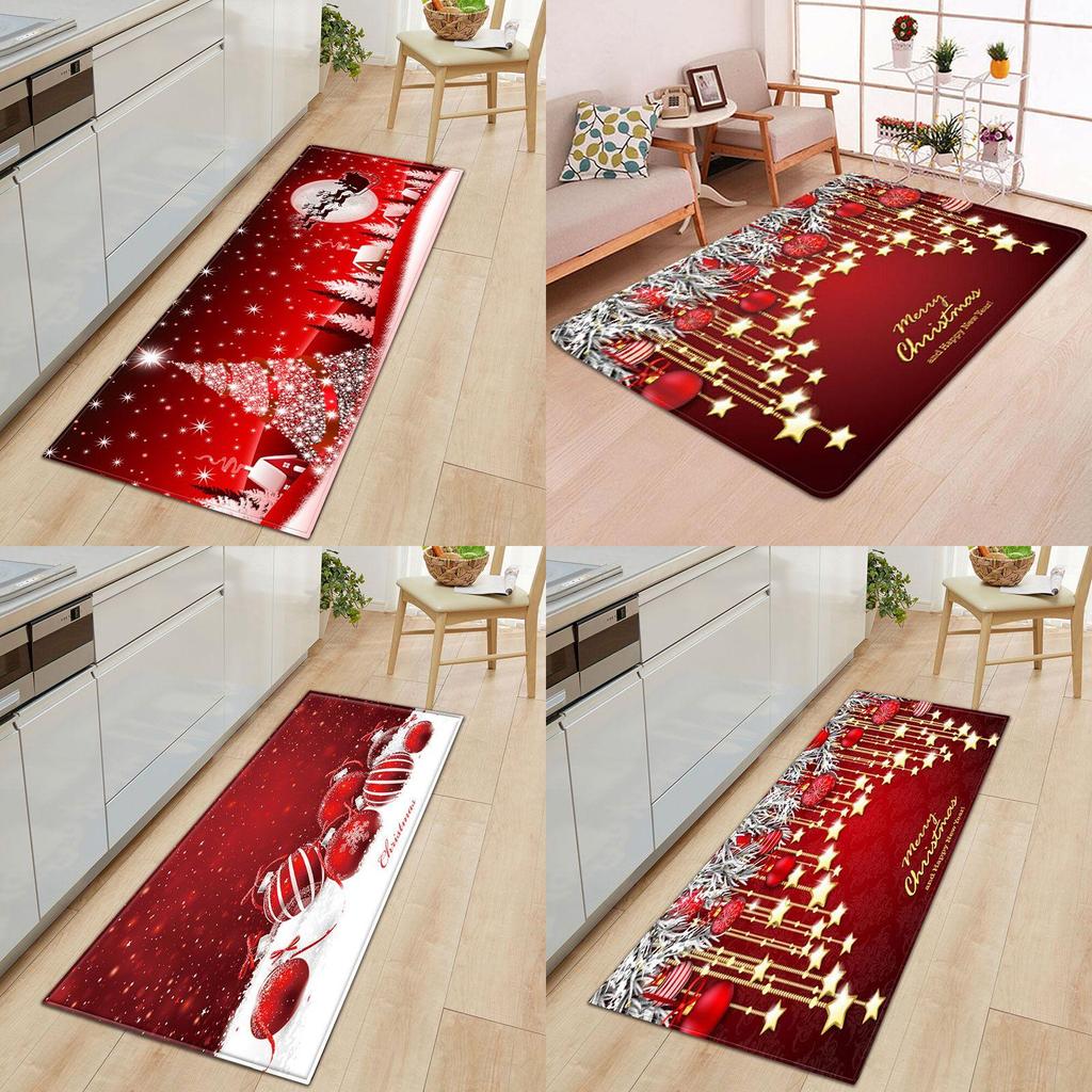 Festive Santa Door Floor Mat In Bright Colors For Holiday Kitchen Bedroom Decor