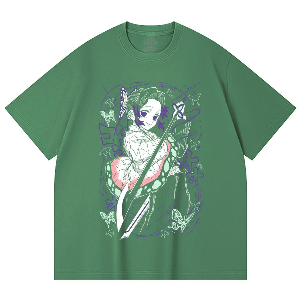 230 Gsm 100% Cotton Demon Slayer V44 Shibobu Print Unisex Heavy Cotton T Shirt