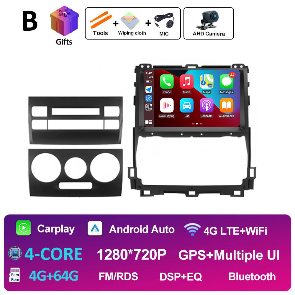 DSP Stereo For Toyota Land Cruiser Prado 120 3 III 2002 2003 2004 2005 - 2009 Android 14 Wireless Carplay GPS Navi 4G Head Unit