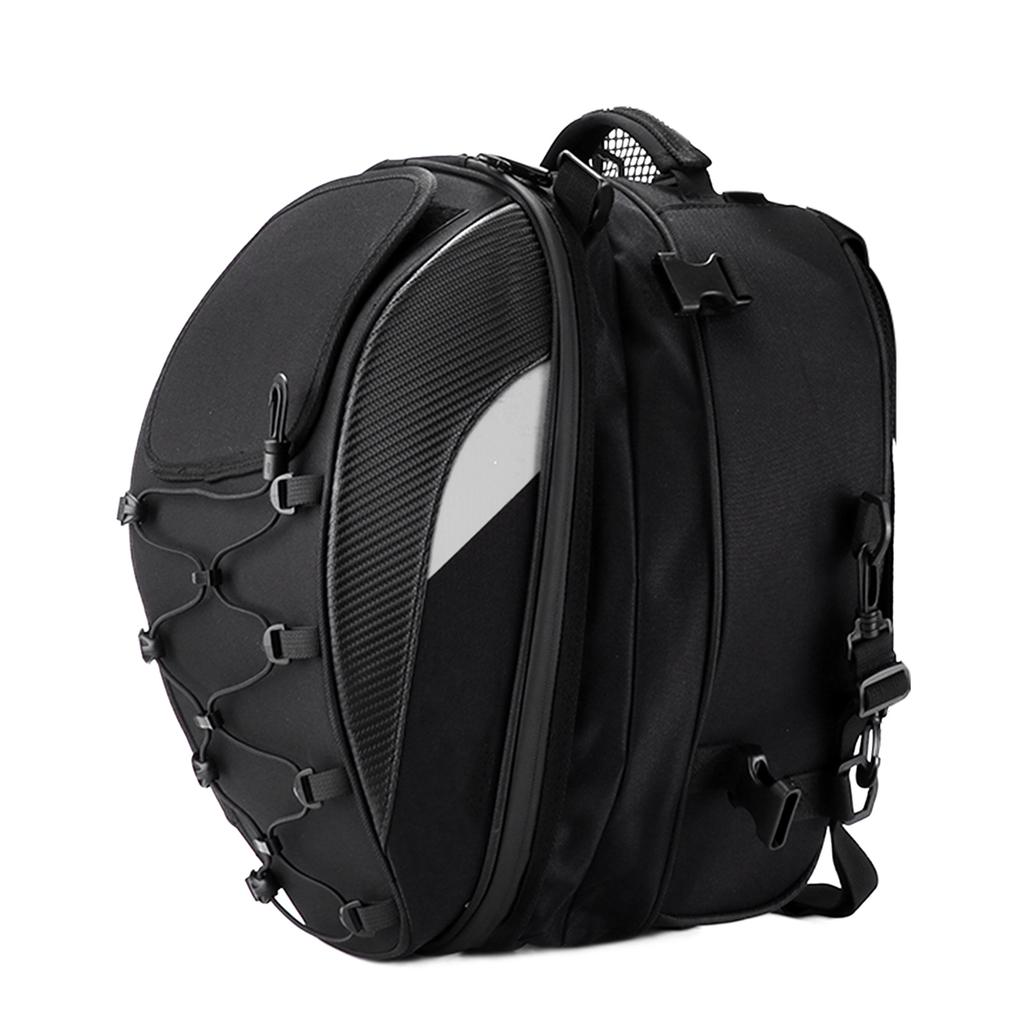Motorcycle Rear Seat Bag Pack Waterproof Oxford Cloth HighDensity Woven Reflective Universal(White )