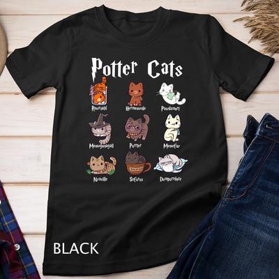 Potter Katzen Niedliche Harry Pawter Kätzchen Geschenke für Sie Unisex T-Shirt