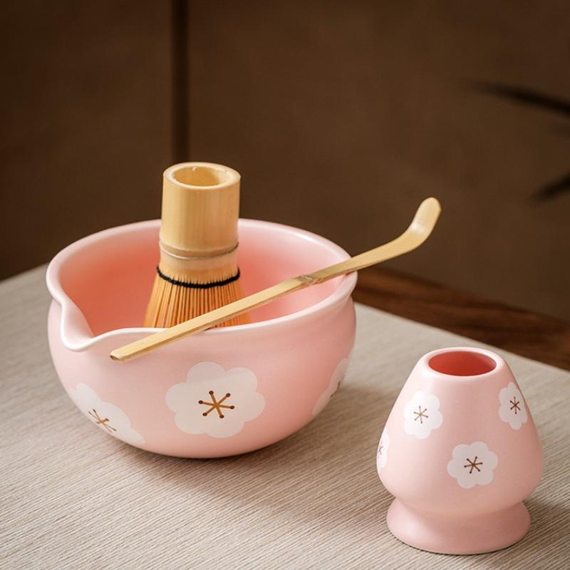 1/2 szt. Ceramiczna Miseczka do Matchy, Japoński Styl Sakura Miseczka do Matchy Artystyczna Ceramiczna Miseczka do Ceremonii Herbacianej Miska na Sałatkę Do Matchy