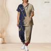 Women Plus Size Heart Balloon Print Scrub Set Short Sleeve V Neck Top And Wide Long Pants Medical Work Suit