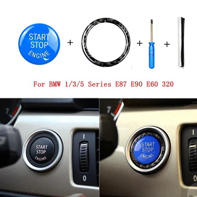Auto Motor Start Stop Tlačítko Ozdobný kroužek Auta Styl příslušenství pro BMW řady 1/3/5 E87 E90 E60 320