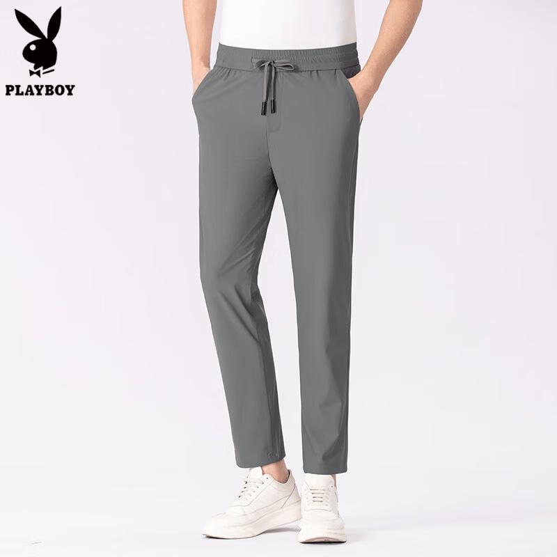 Playboy Men s Breathable Drawstring Casual Straight Leg Pants 4XL